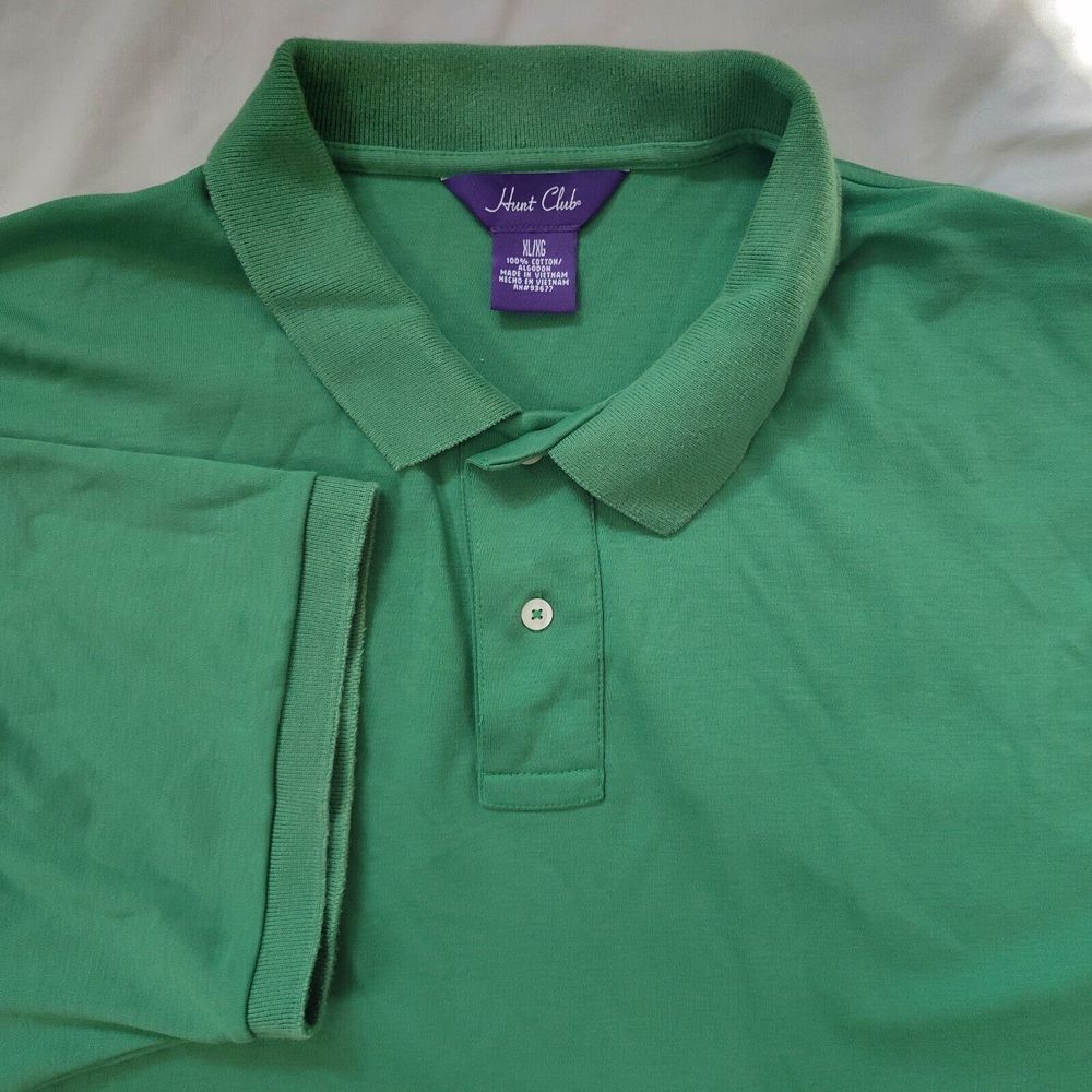 Hunt Club‎ Men Size XL Solid Green Polo Shirt